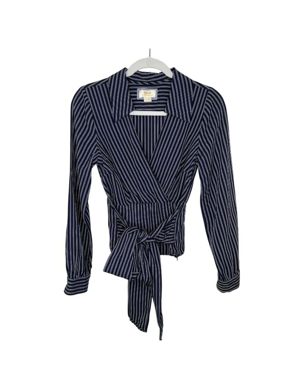 Maeve by Anthropology Striped Navy & White Wrap Blouse, 6